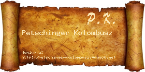 Petschinger Kolombusz névjegykártya
